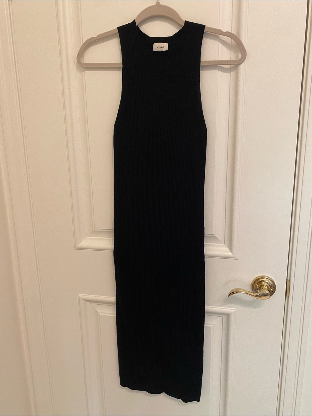 Aritzia Black Ribbed Tank Midi Dress